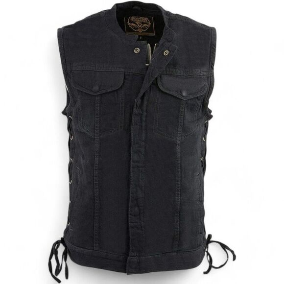 Milwaukee Leather Men's Size XL MDM3002 Covert Black Denim Club Style CC Vest - Picture 1 of 14
